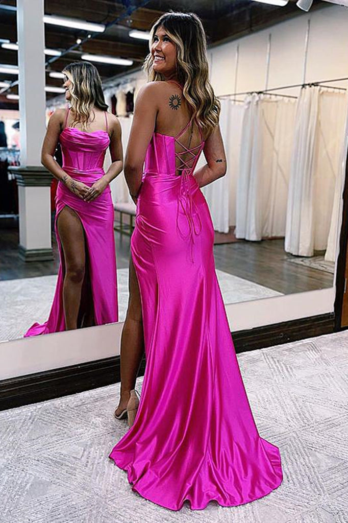pink and black prom dress